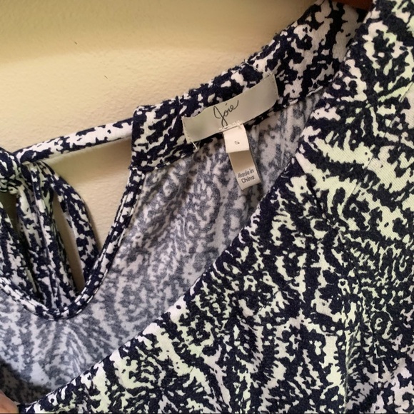 Joie Navy and White Print Top with Back Tie and Keyhole - Picture 2 of 8